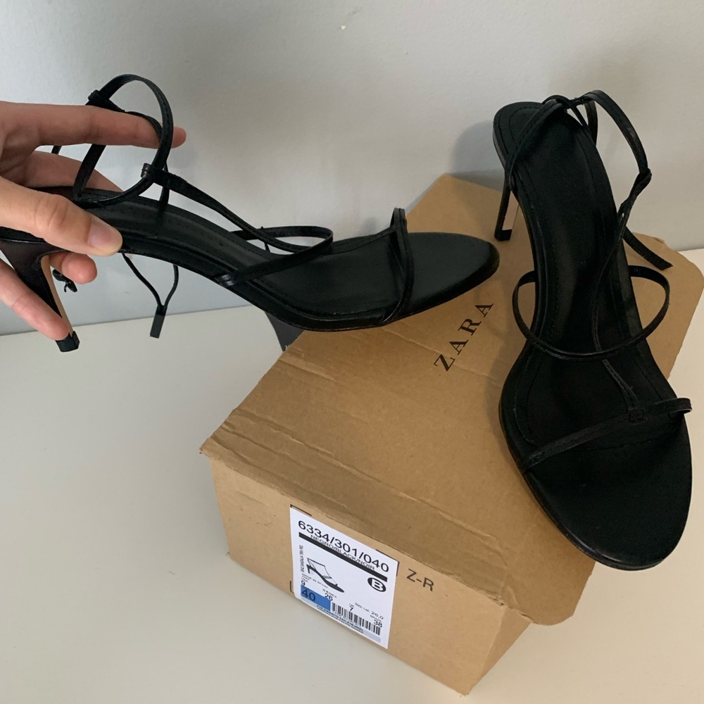 NTW Zara Strappy Black Sandals Heels